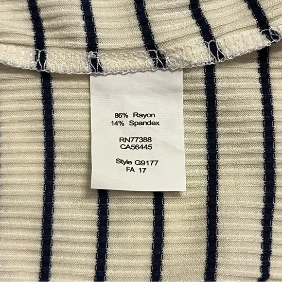 Madewell Striped Mockneck Ribbed Short Sleeve Top, Size Medium - Picture 6 of 8